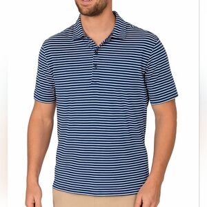 Vineyard Vines Jim Nantz Blue and White Striped Polo Shirt
